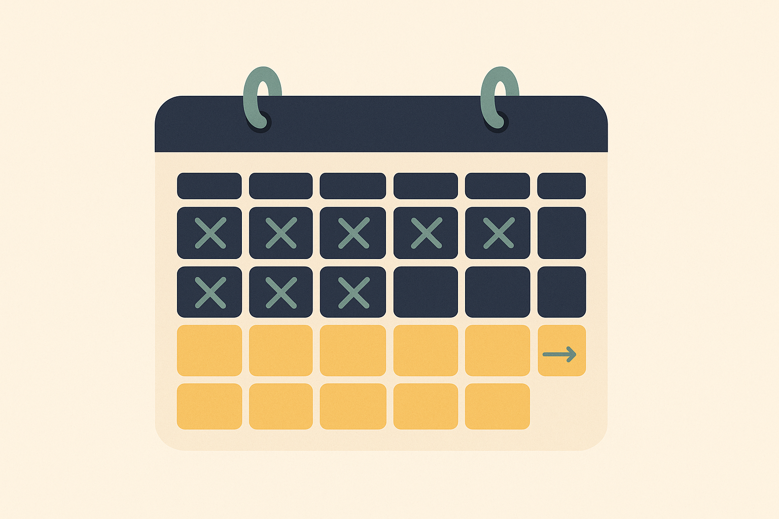 A calendar with the past months crossed off and the remaining weeks highlighted